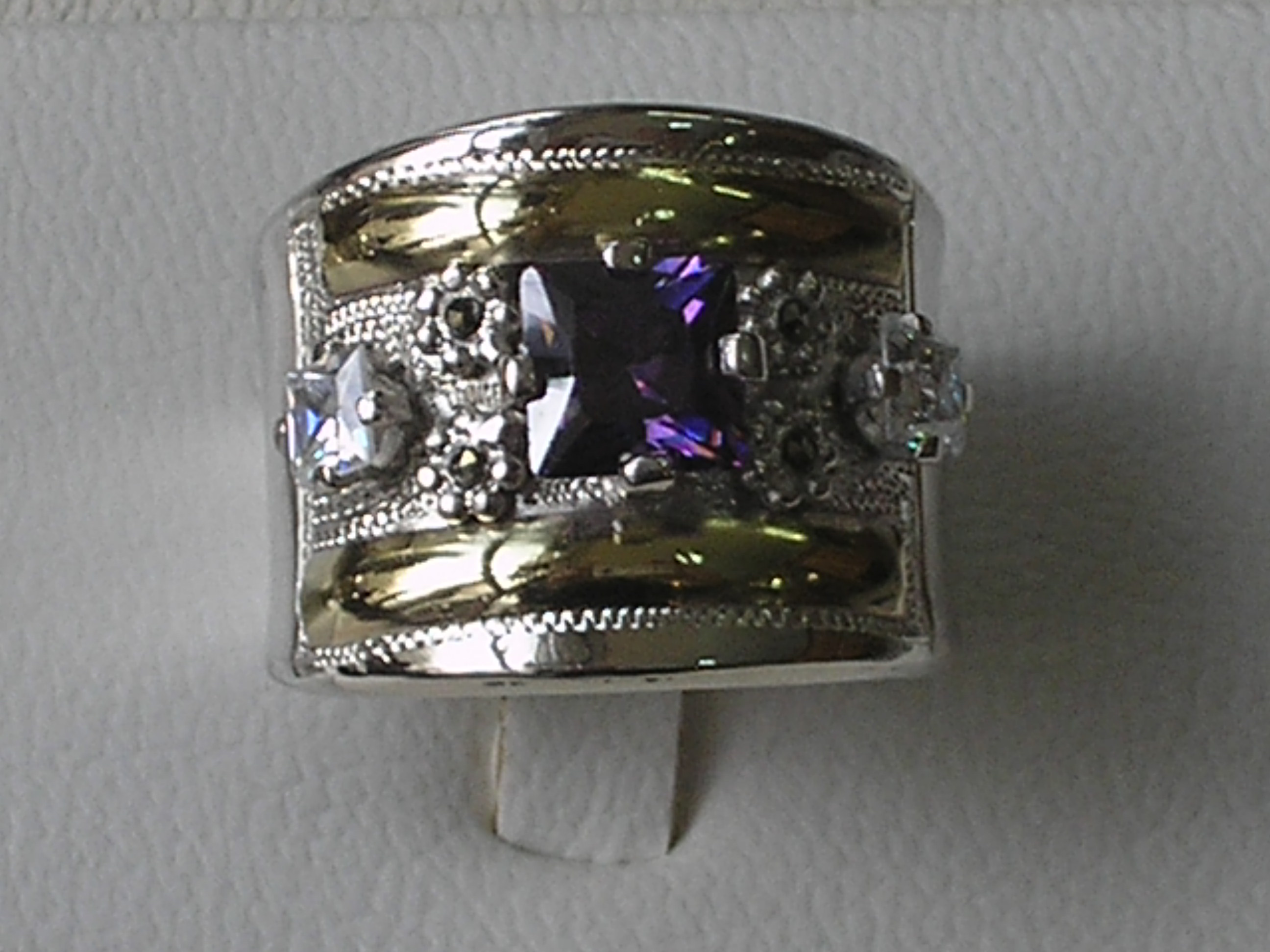 Anillo De Plata 950 Y Oro 14 Kl Dublee, Con Circonias Y Marquesitas on ...